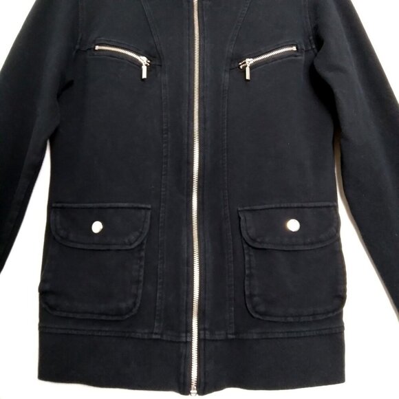 Style & Co.Black Mock Neck Zip Up 95% Cotton Athletic Jacket Comfort Sz S - Picture 2 of 7
